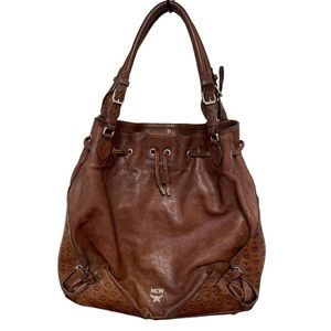 MCM Vintage Dark Brown Leather Hobo Shoulderbag